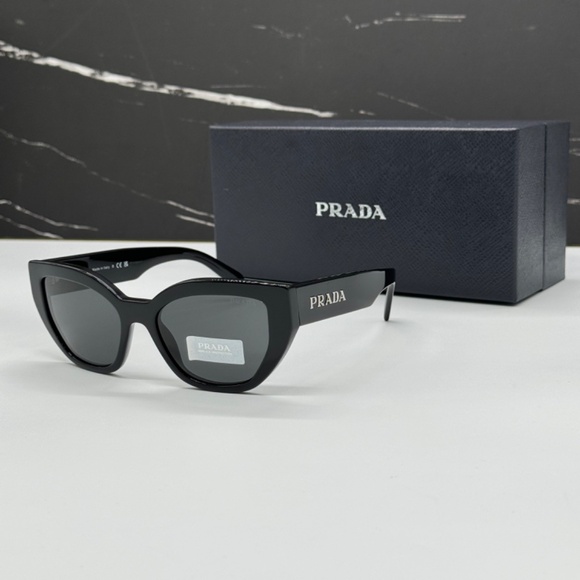 NEW PRA09S 1AB5S0 PRADA WOMEN SUNGLASSES SPR A09 1AB5S0 BLACK PRADA PR A09S - Picture 3 of 11